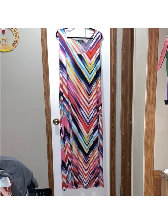 LBISSE Dresses & Skirts - Pink and Blue Sleeveless Maxi Sundress for Resort Wear